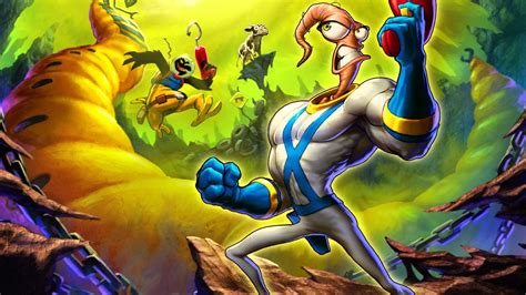 Earthworm Jim, um jogo que usa e abusa da arte cartoon ... e de vacas 